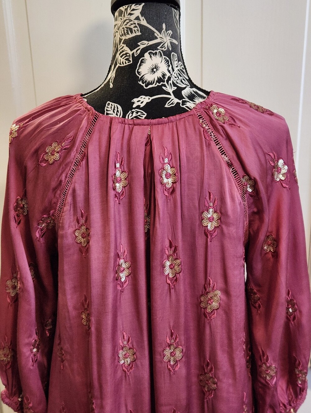 💖Clara The Label💖 - Berry Pink Boho Dress w/Gold Sequin Accents - Picture 7 of 14